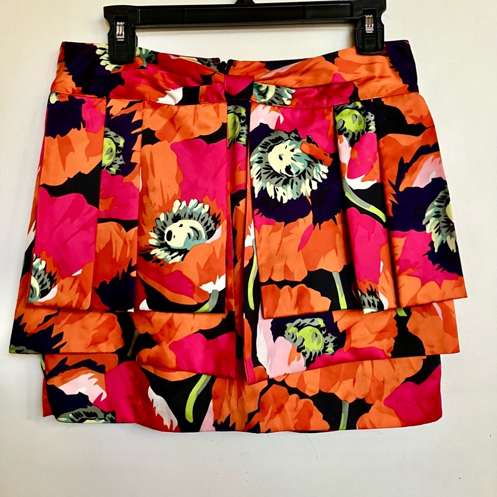Cutest Stacked & Gathered Multicolor Silk Mini Skirt by Ted Baker